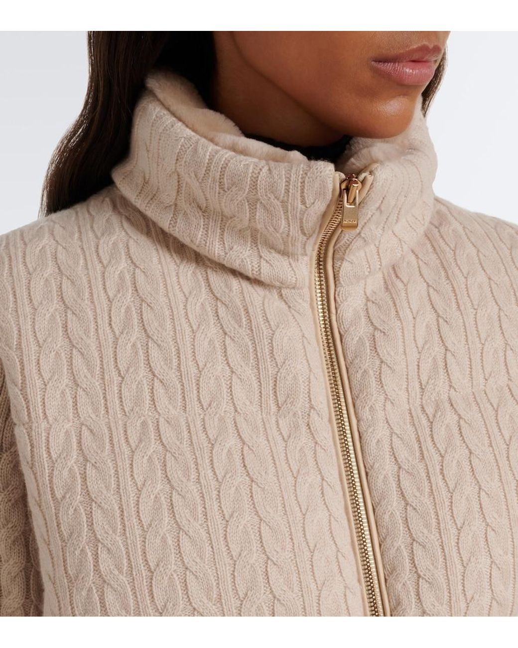 Agnona Natural Cable-Knit Cashmere Puffer Vest