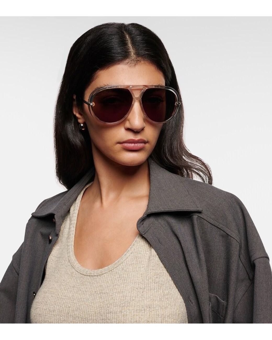 Bottega Veneta Gray Aviator Sunglasses