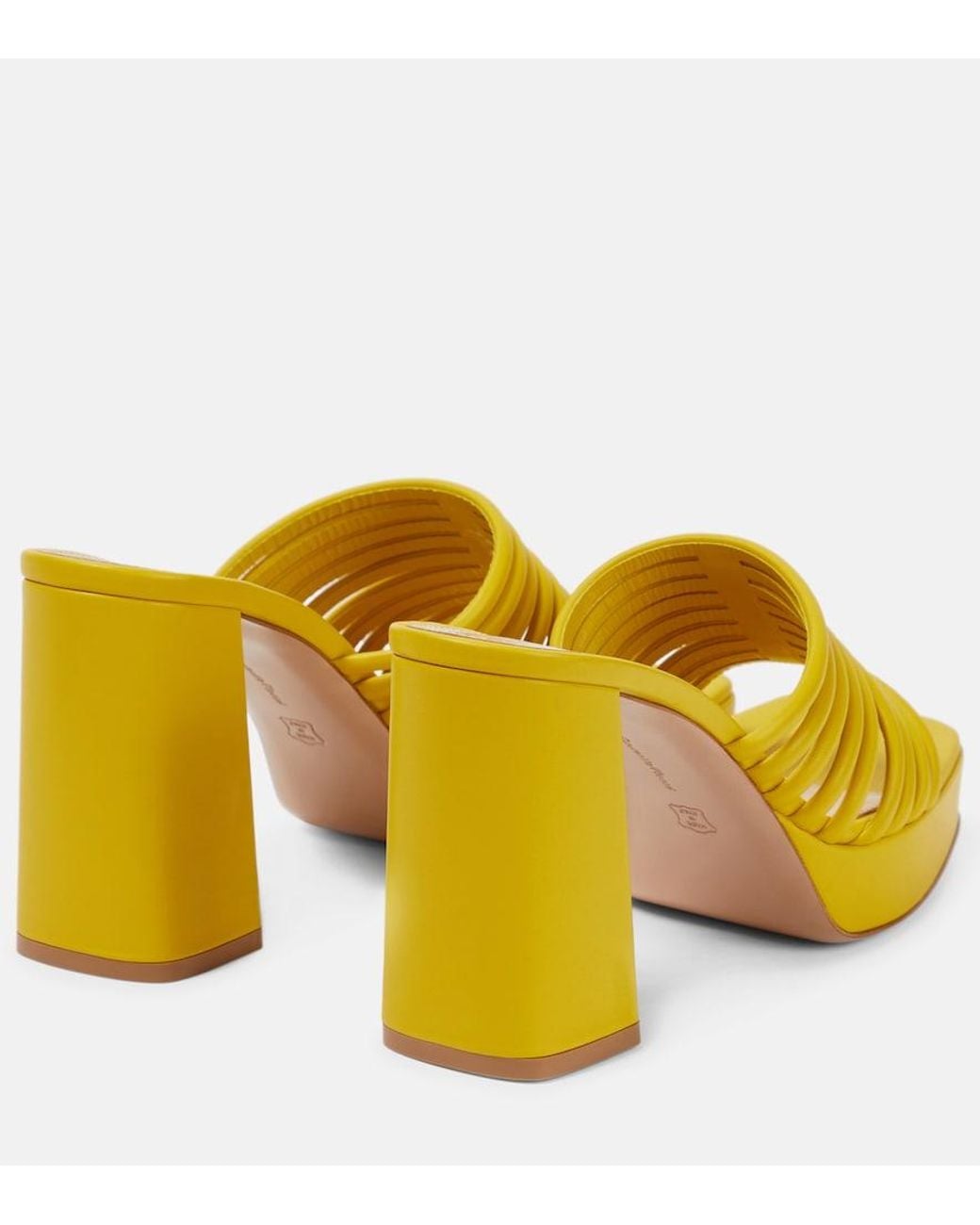 Gianvito Rossi Yellow Lena 95 Leather Mules