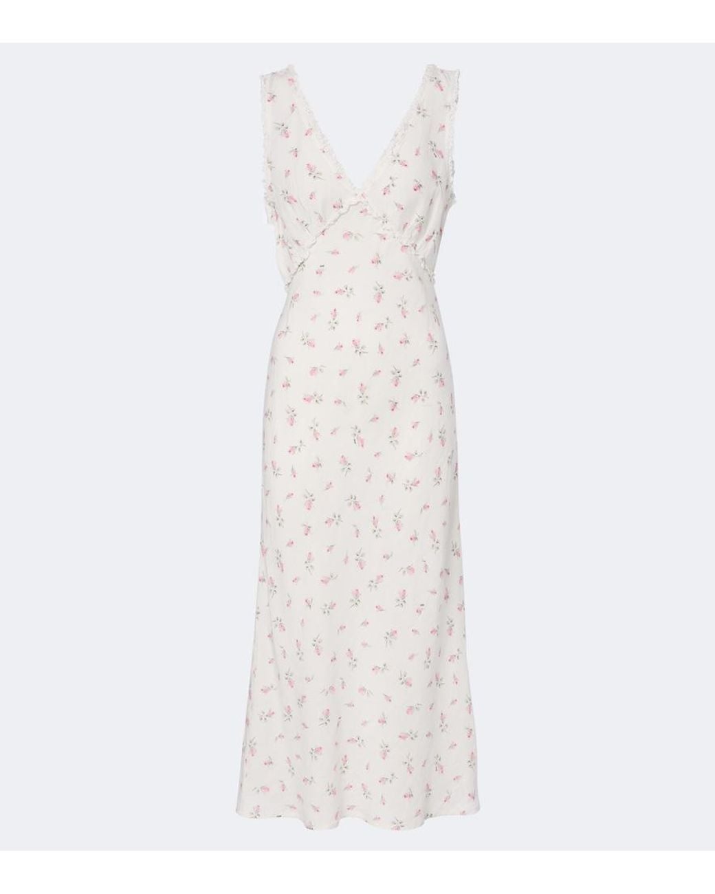 Rixo White Sandrine Floral Cotton Midi Dress
