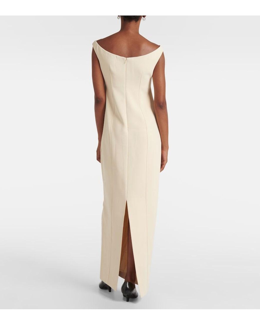 Totême White Off-shoulder Maxi Polyester Dress