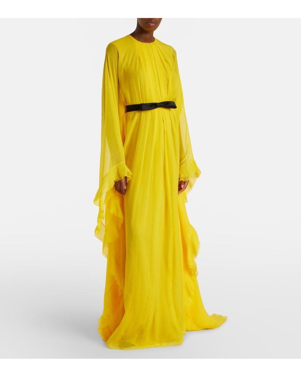 Givenchy Yellow Belted Silk Gown