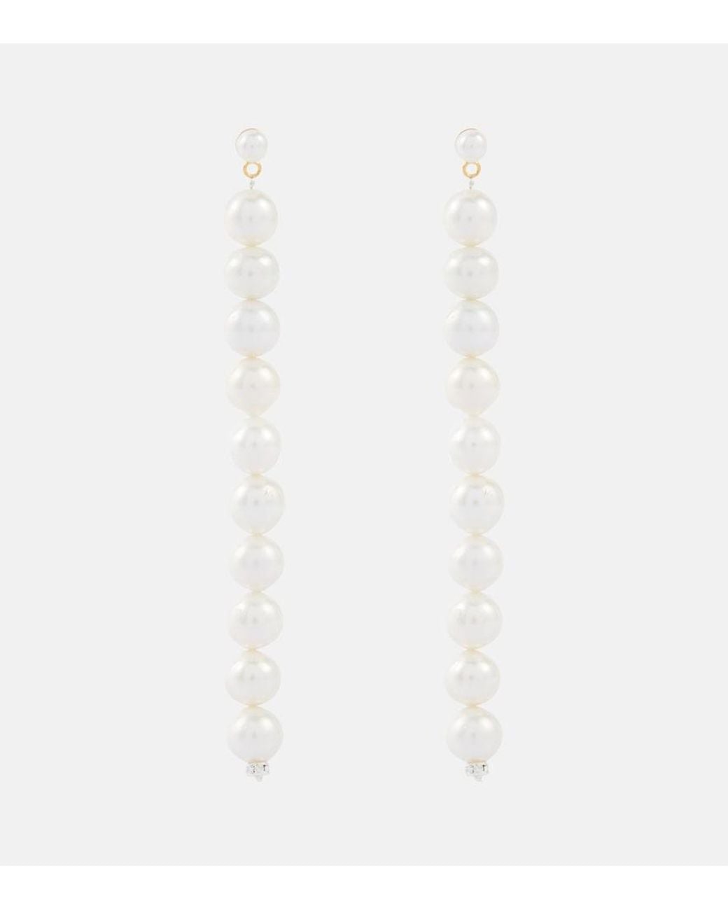Magda Butrym White Pearl Drop Earrings