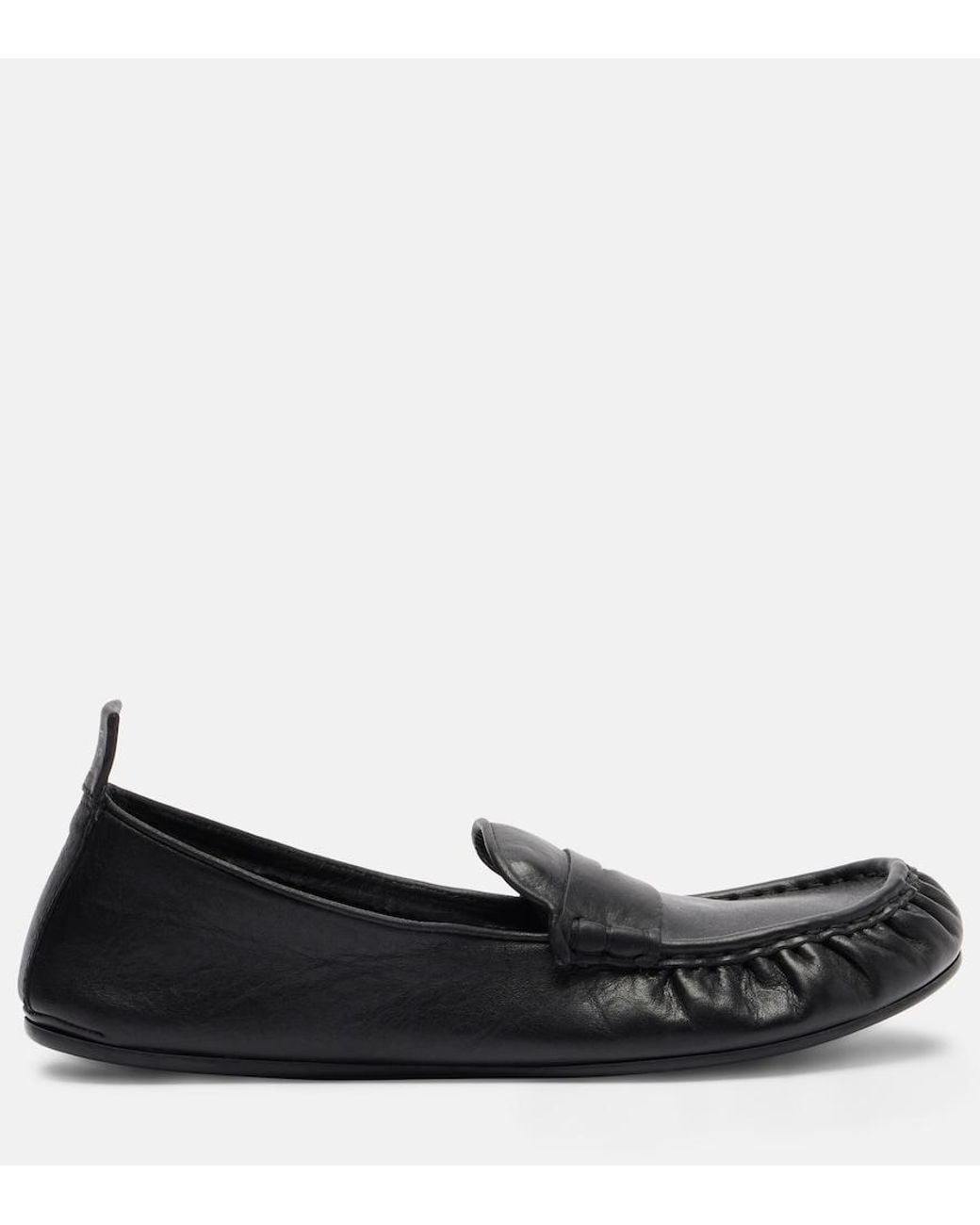 Acne Black Leather Penny Loafers