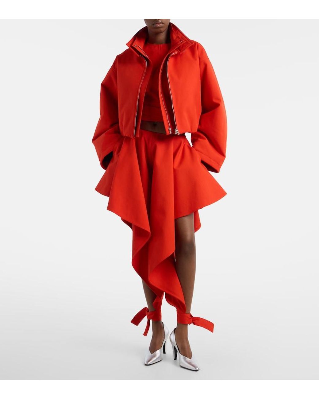 Alaïa Ruffled Cotton Gabardine Tapered Pants
