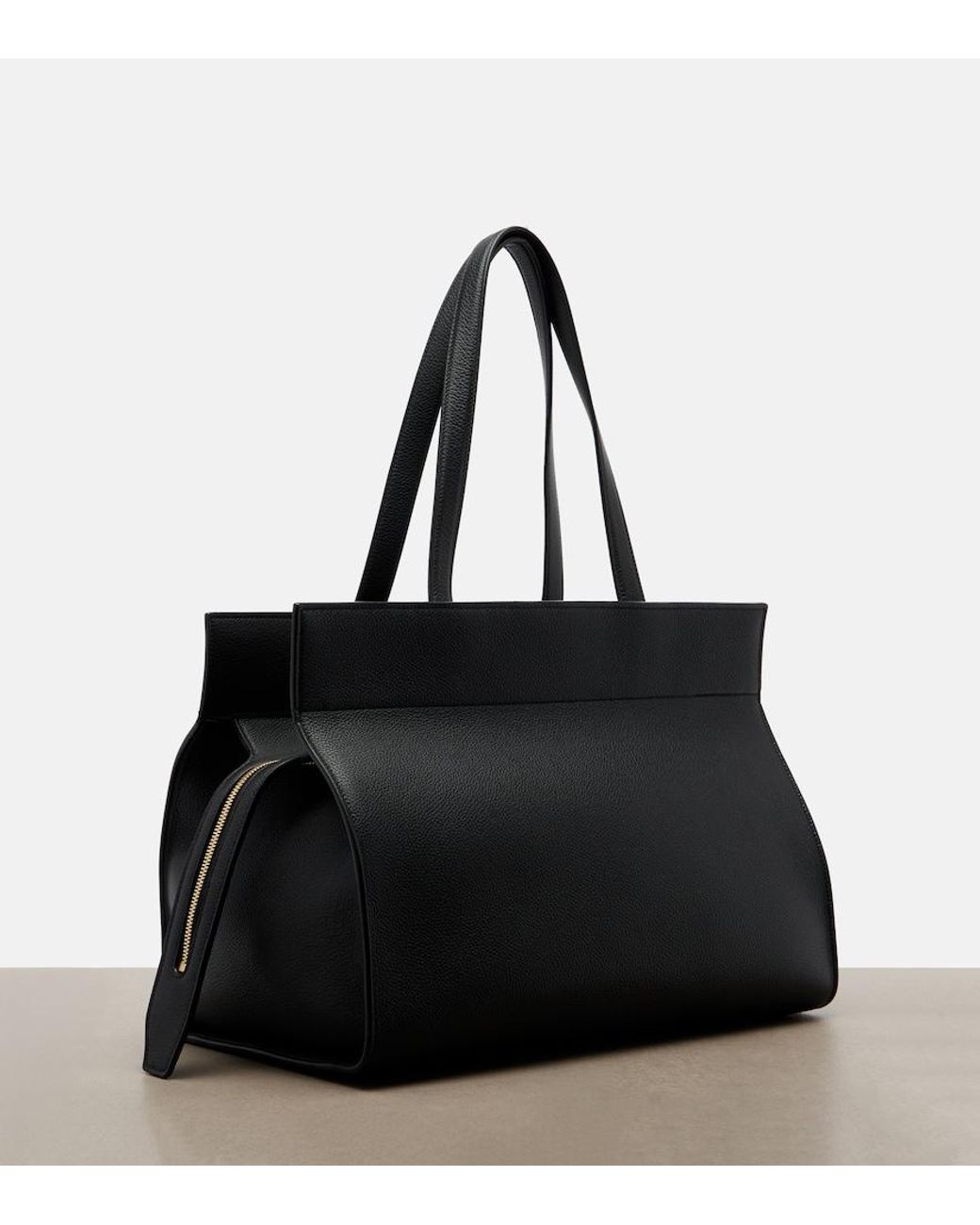 Khaite Black Crosby Leather Tote Bag