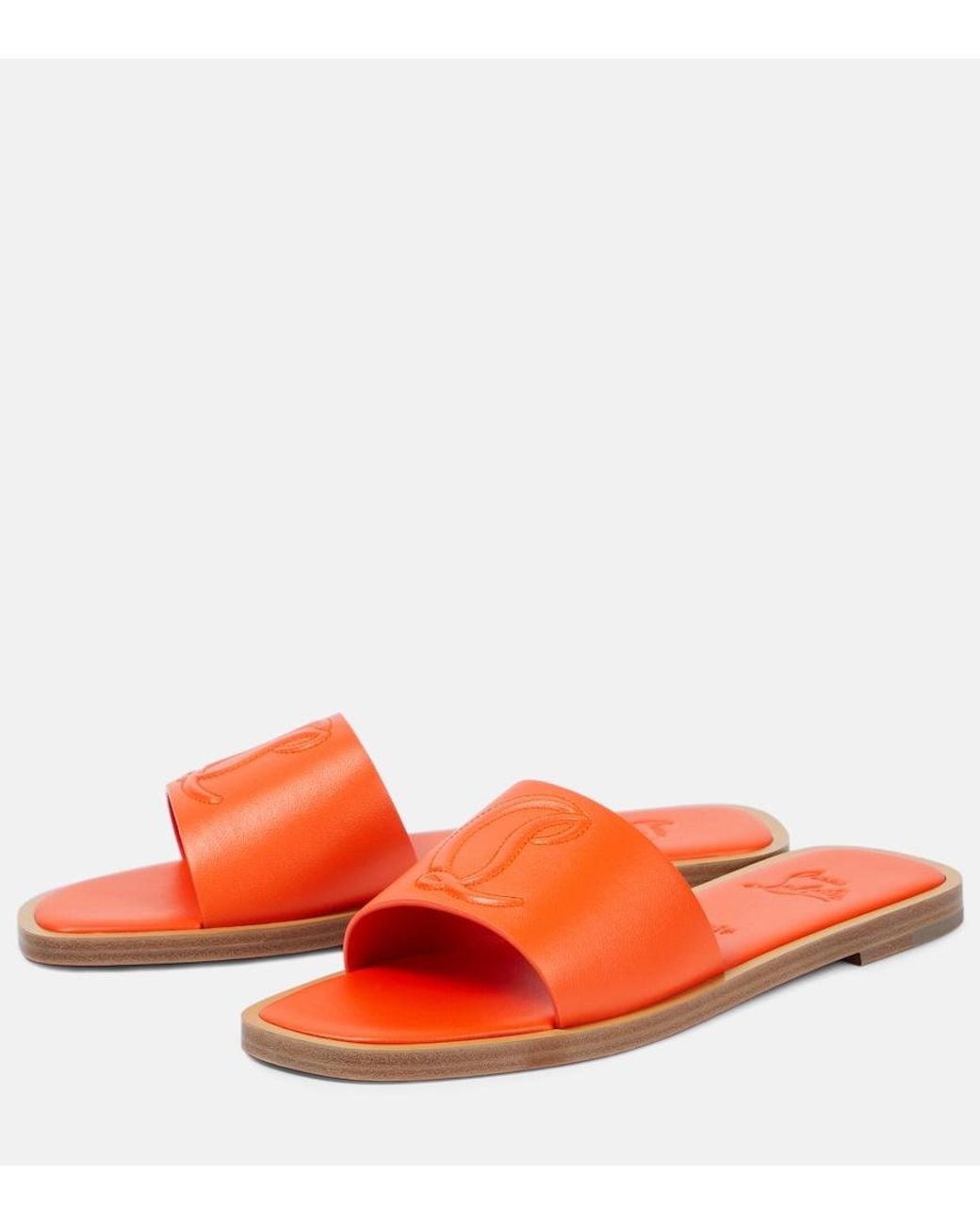 Christian Louboutin Orange Cl Mule Leather Sandal