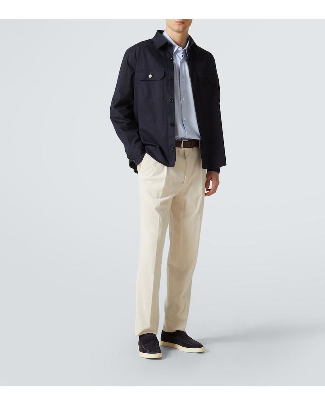 Zegna Blue Cotton-Blend Shirt for men