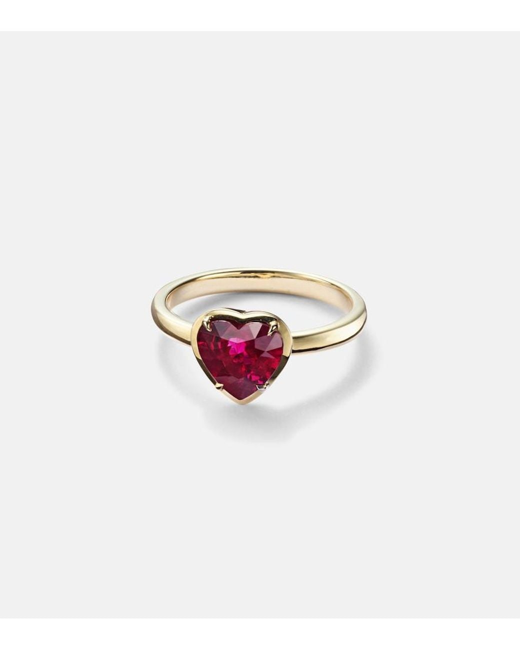 Anita Ko White Heart 18Kt Ring With Ruby