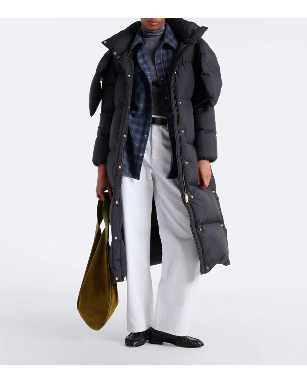 Moncler Black Ornement Tie-Neck Down Coat