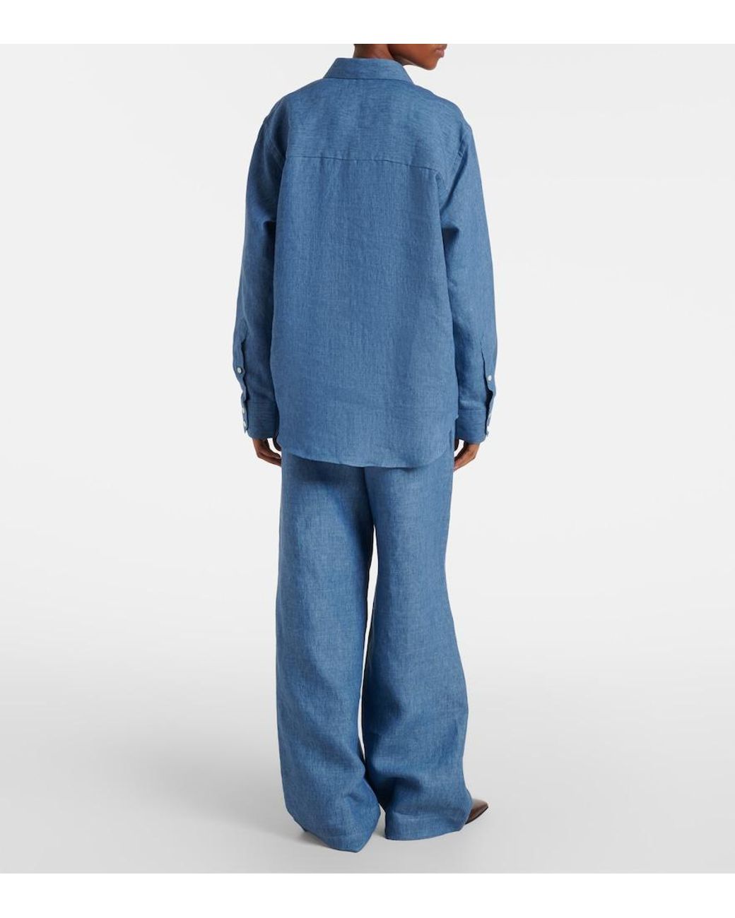 Rohe Blue Linen Wide-Leg Pants