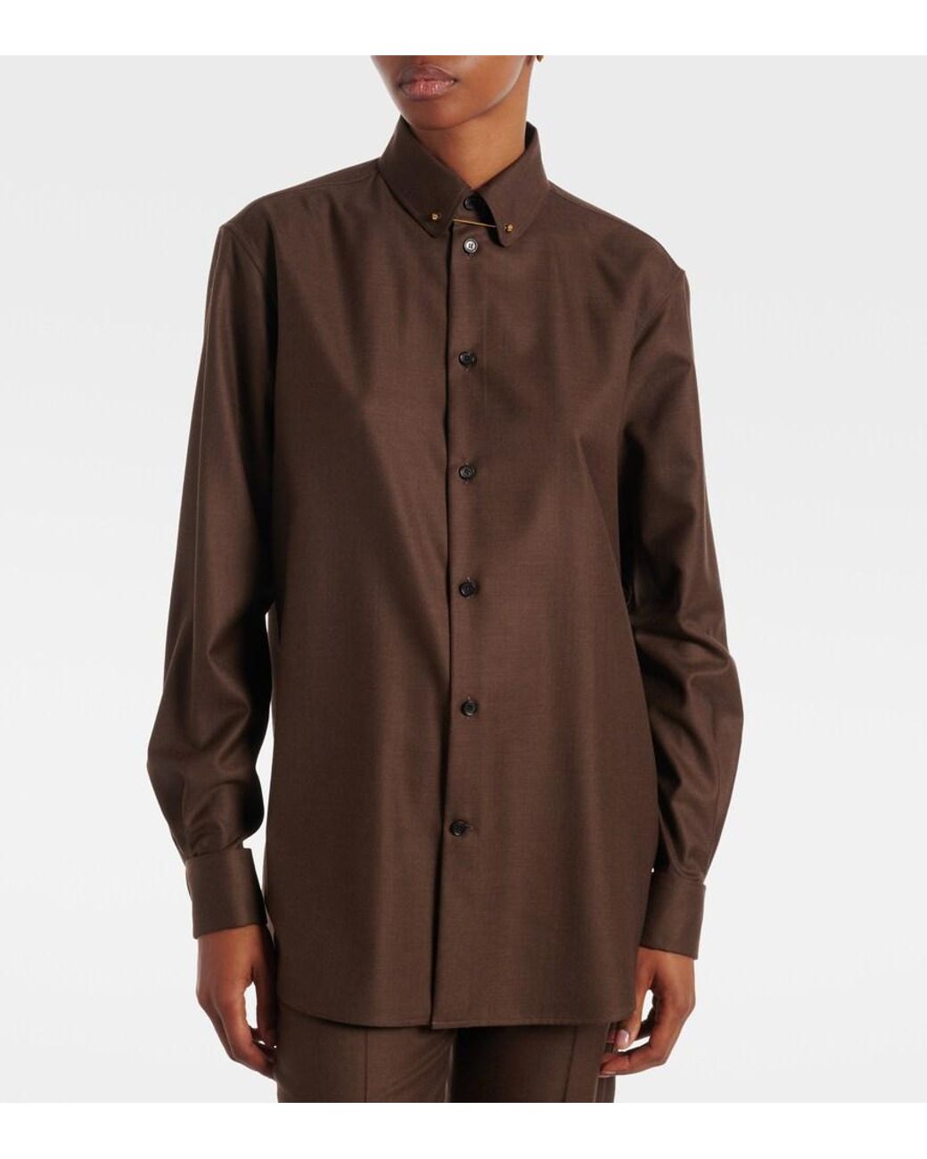 Loro Piana Brown Thea Virgin Wool Shirt