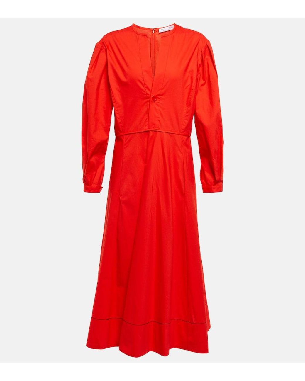 Proenza Schouler Red White Label Cotton Poplin Midi Dress