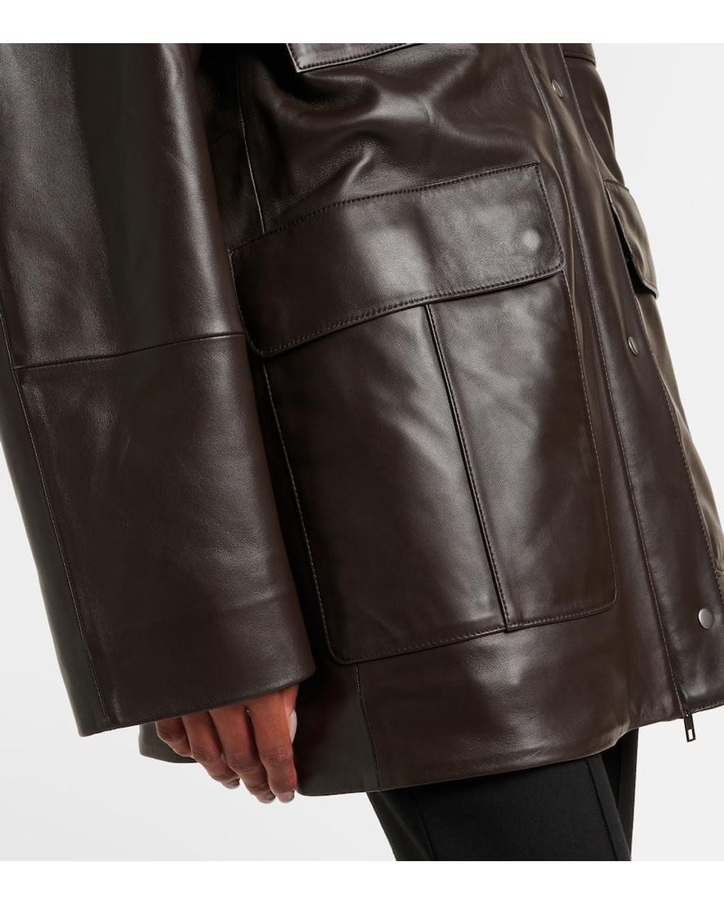 Vince Black Wool-Trimmed Leather Jacket