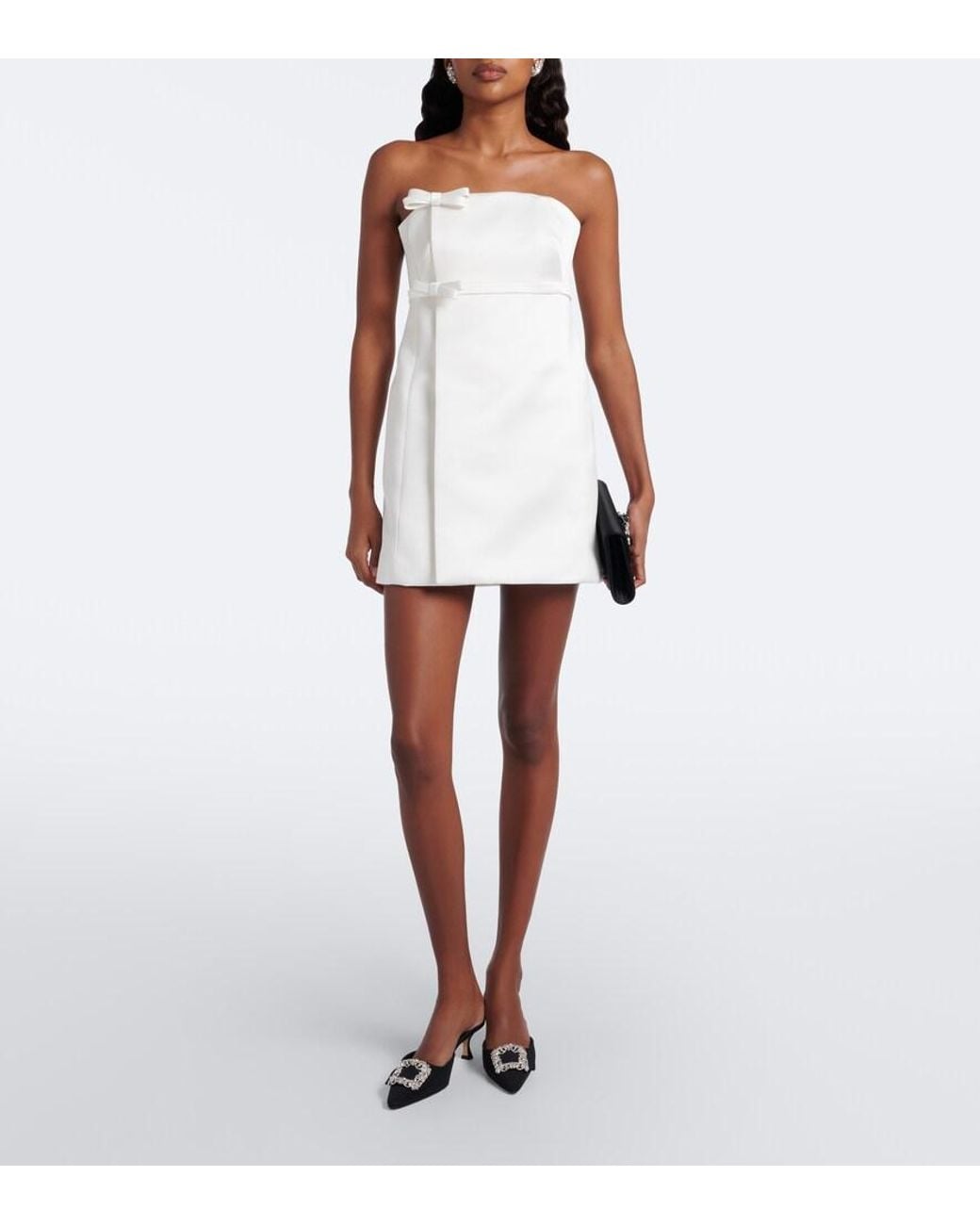 Safiyaa White Bridal Leera Bow-Detail Crepe Minidress