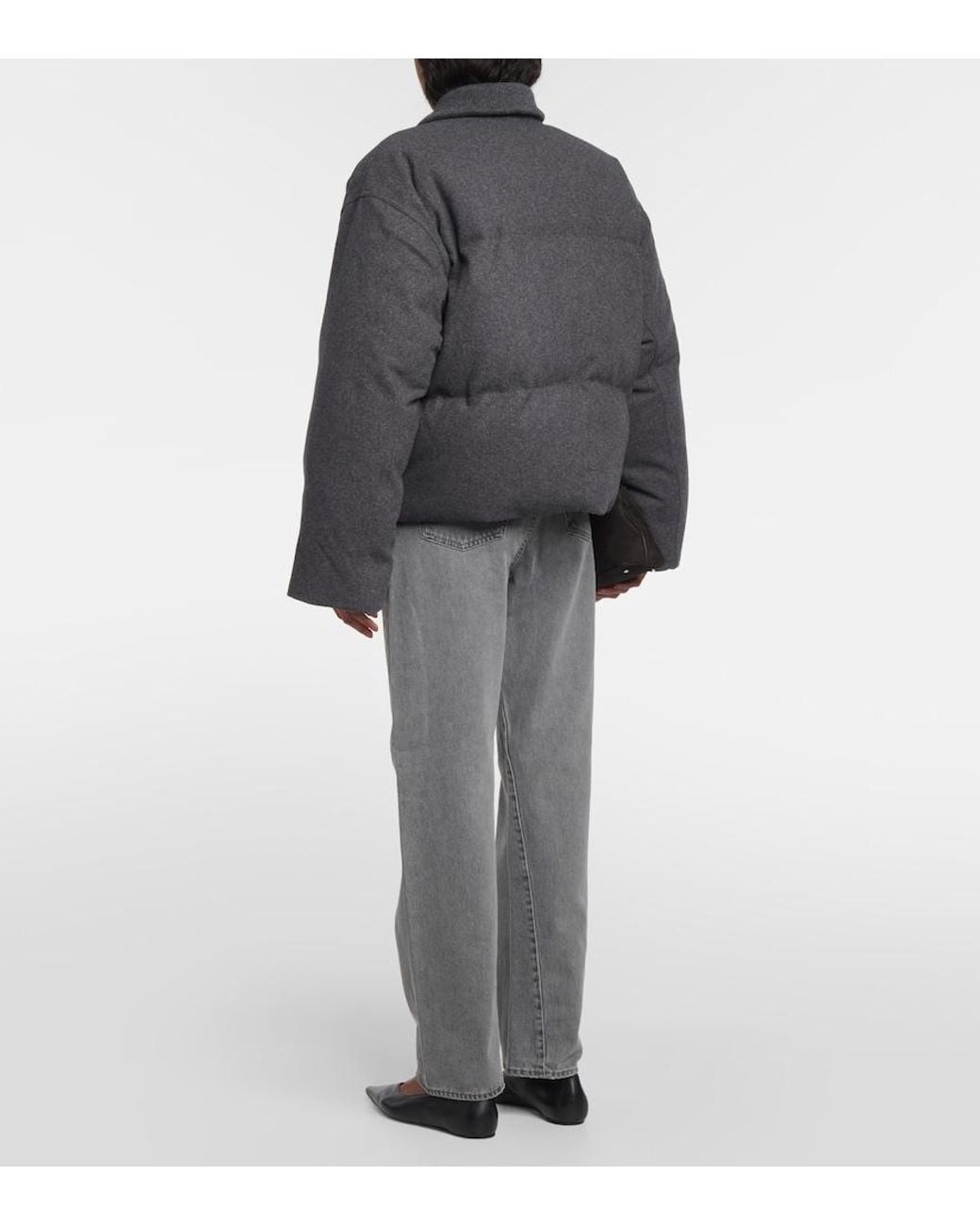 Totême  Gray Wool-Blend Flannel Down Jacket