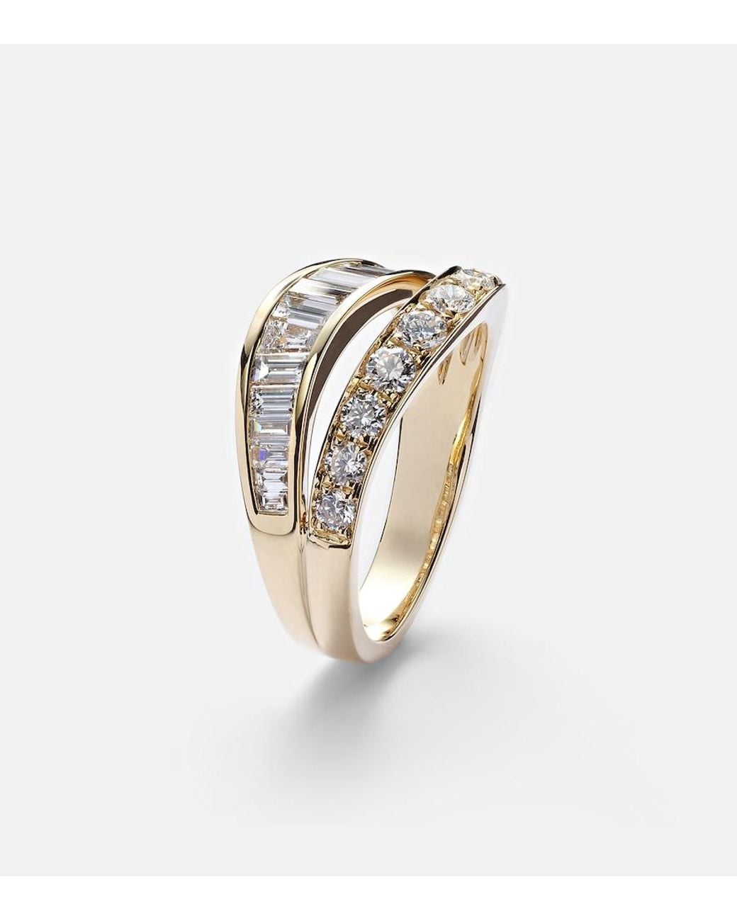 Anita Ko White Two Row Wave 18Kt Ring With Diamonds