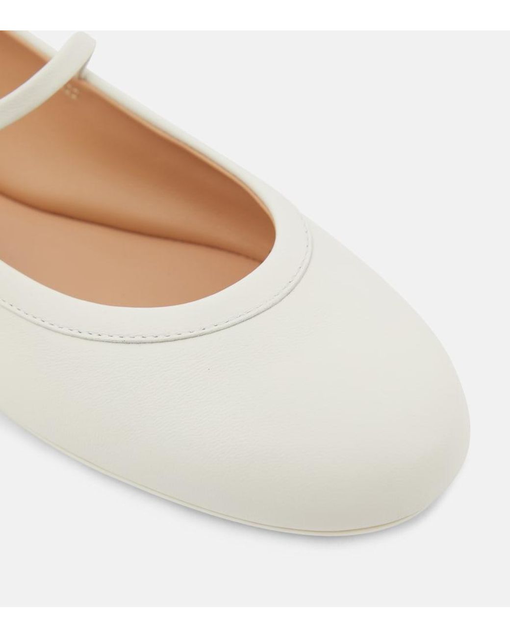 Gianvito Rossi White Carla Leather Mary Jane Flats