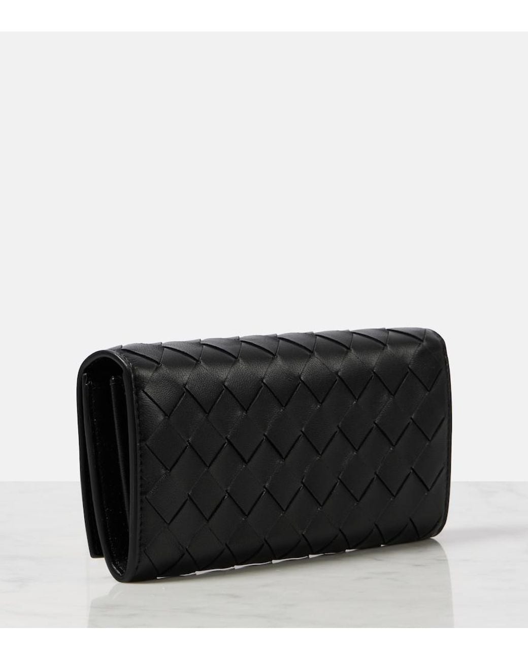 Bottega Veneta Black Intrecciato Large Leather Wallet