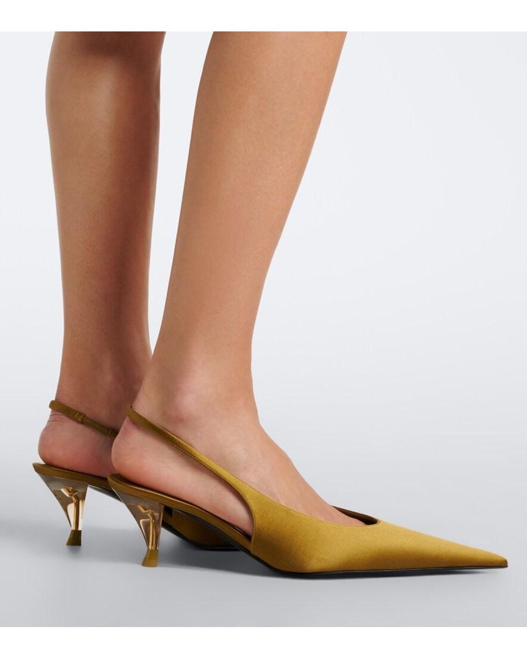 Saint Laurent Metallic Fanny Satin Slingback Pumps