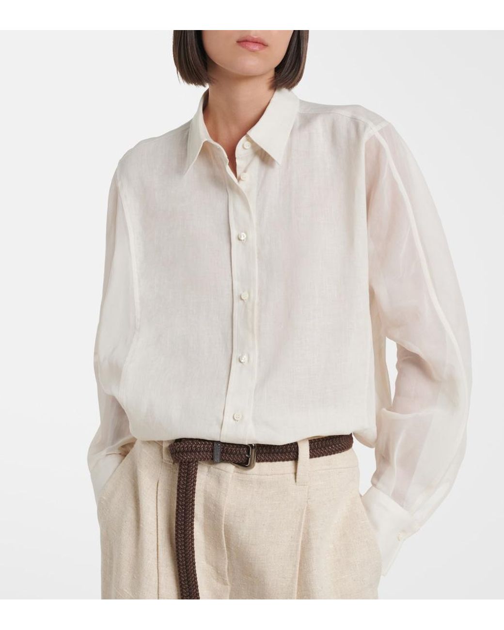 Brunello Cucinelli White Linen Shirt