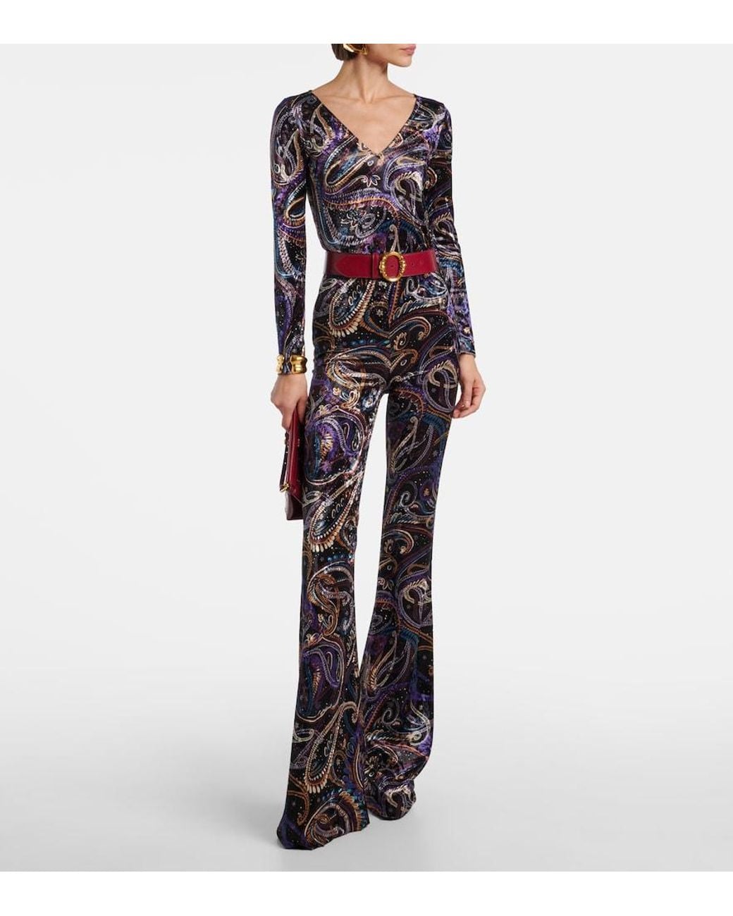 Etro Blue Paisley Velvet Top