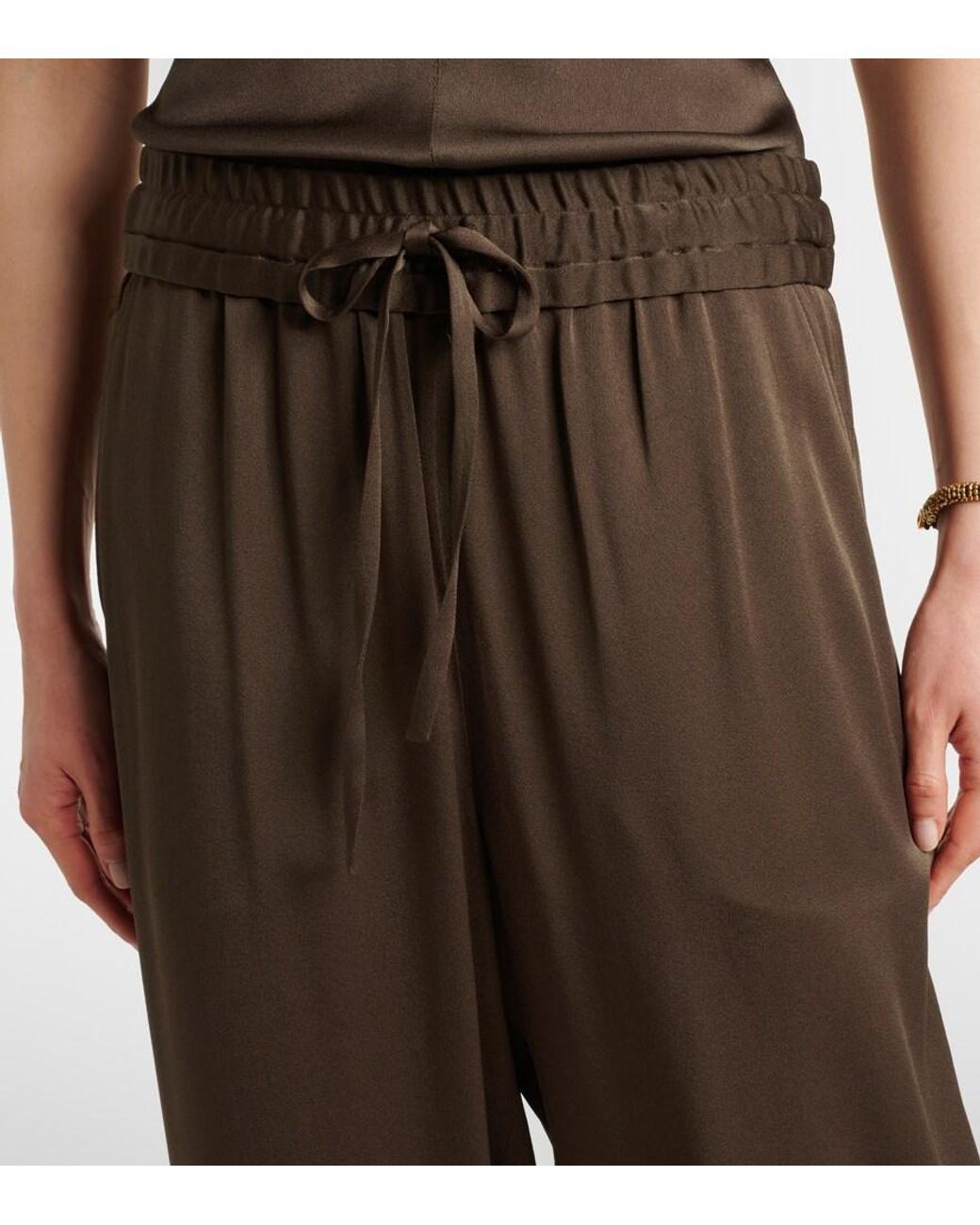 Isabel Marant Brown Kendry Satin Wide-Leg Pants