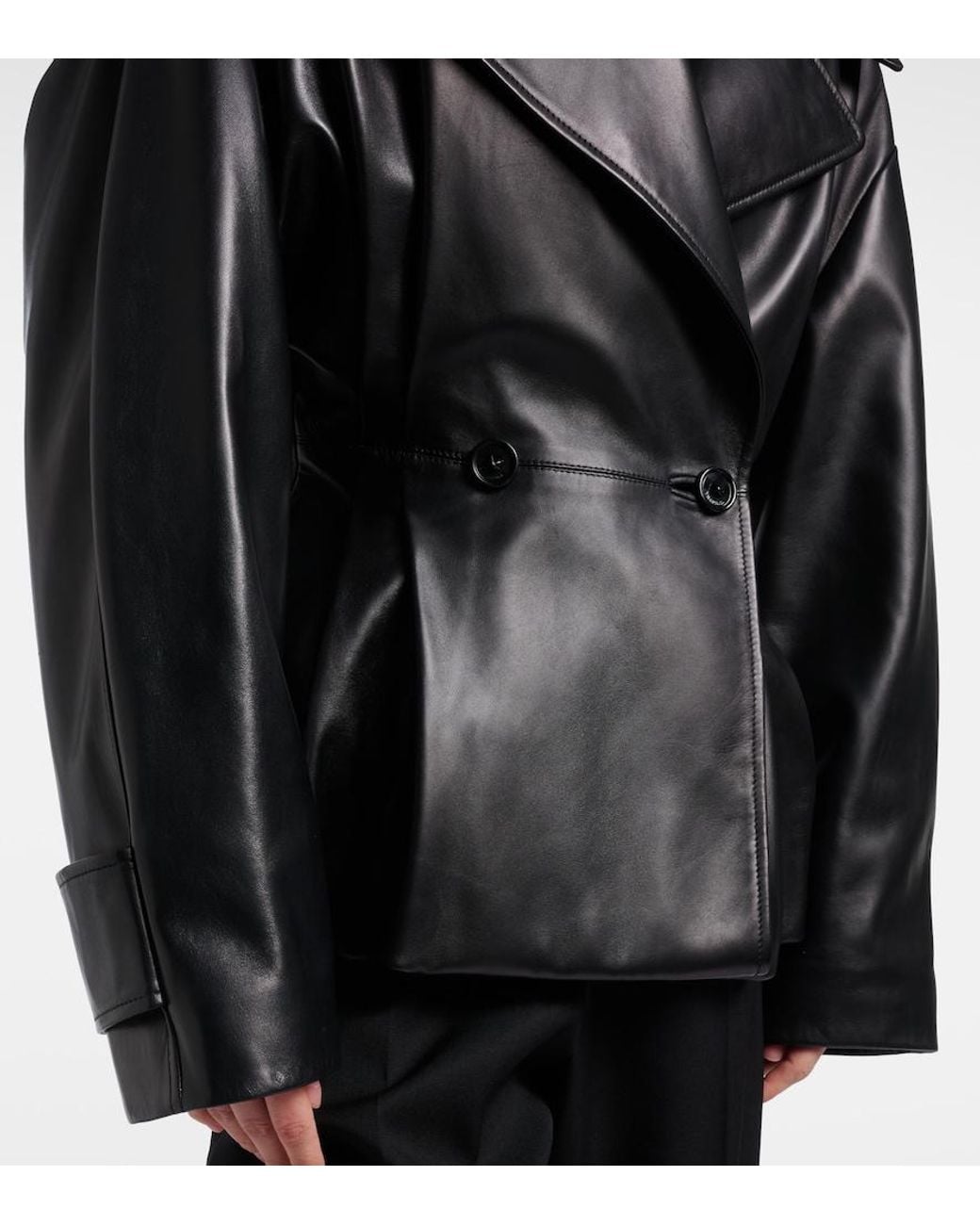 Balenciaga Black Double-Breasted Leather Jacket