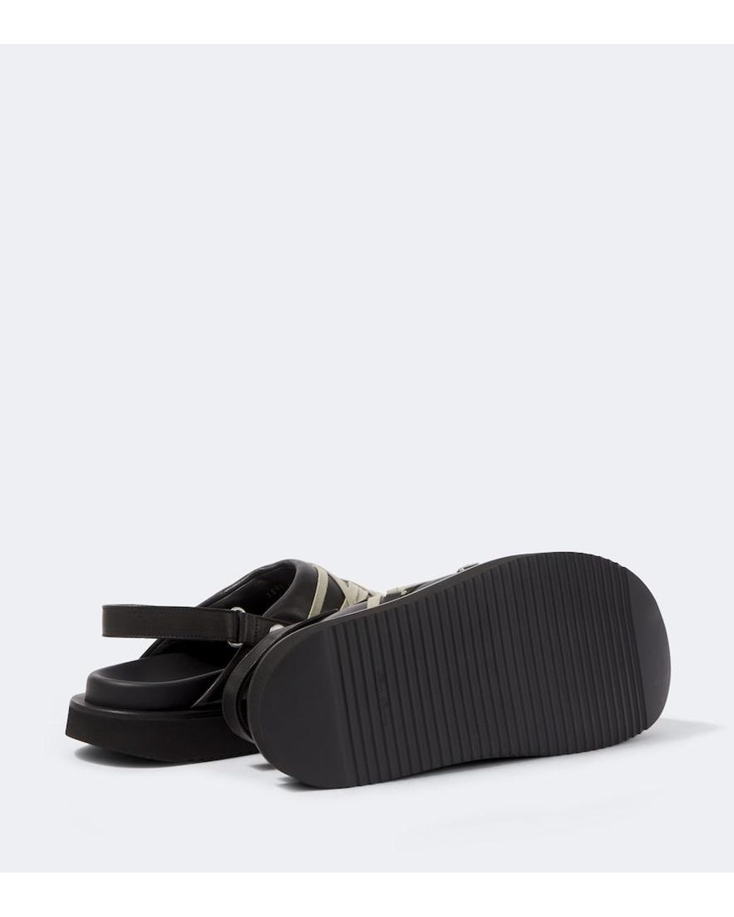 Rick Owens Black Megalace Leather Mules for men