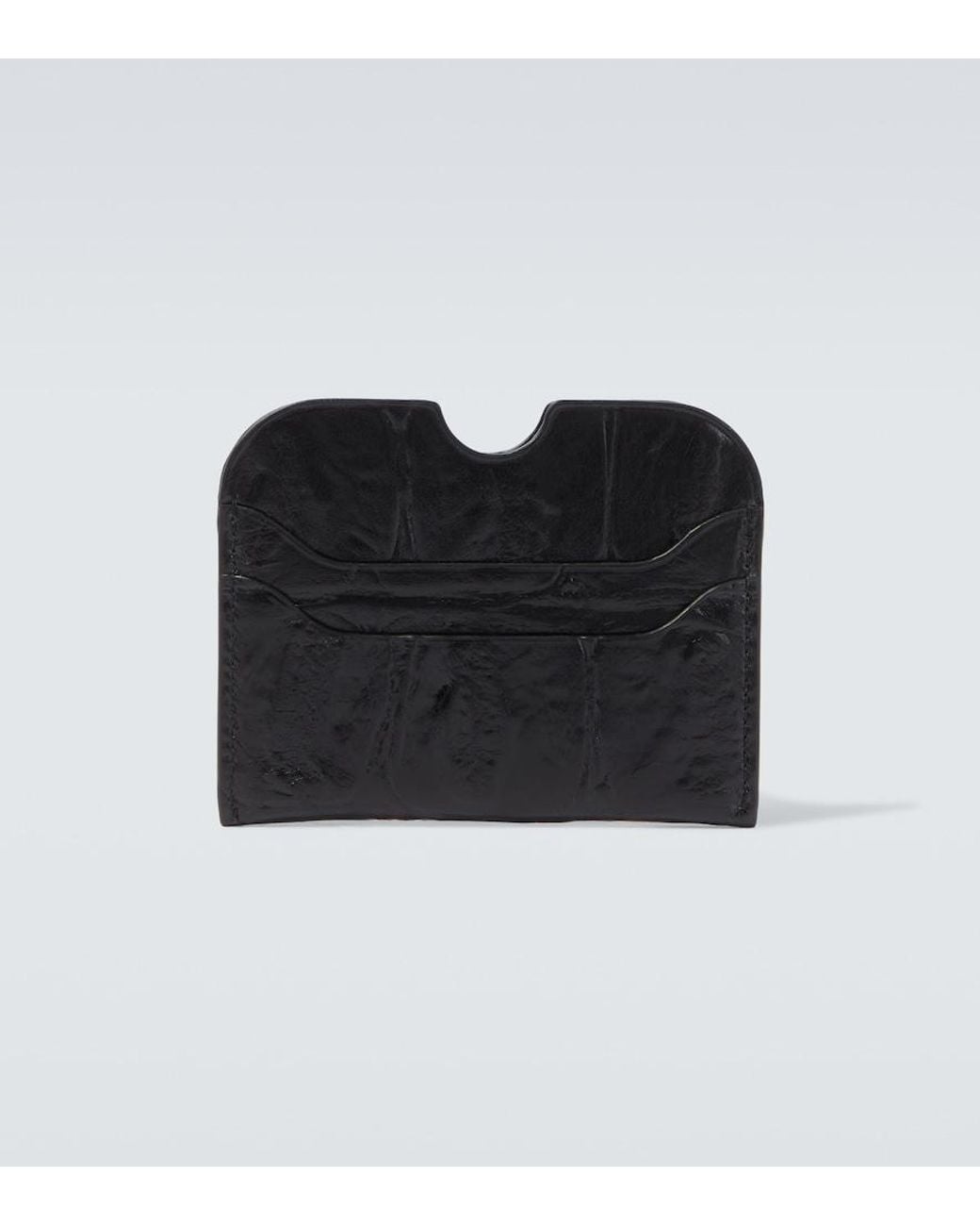 Acne Black Croc-Effect Leather Card Holder for men