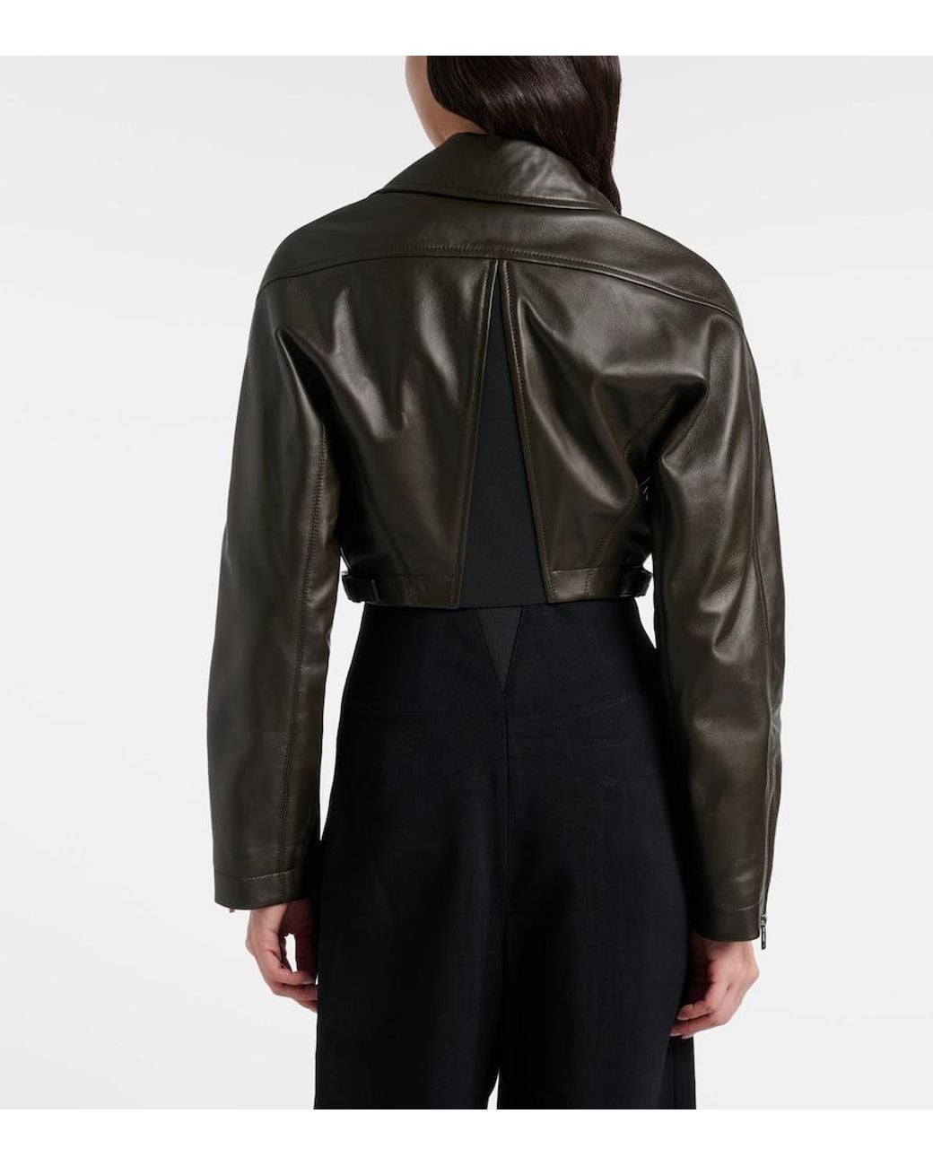 Alaïa Black Cropped Leather Biker Jacket