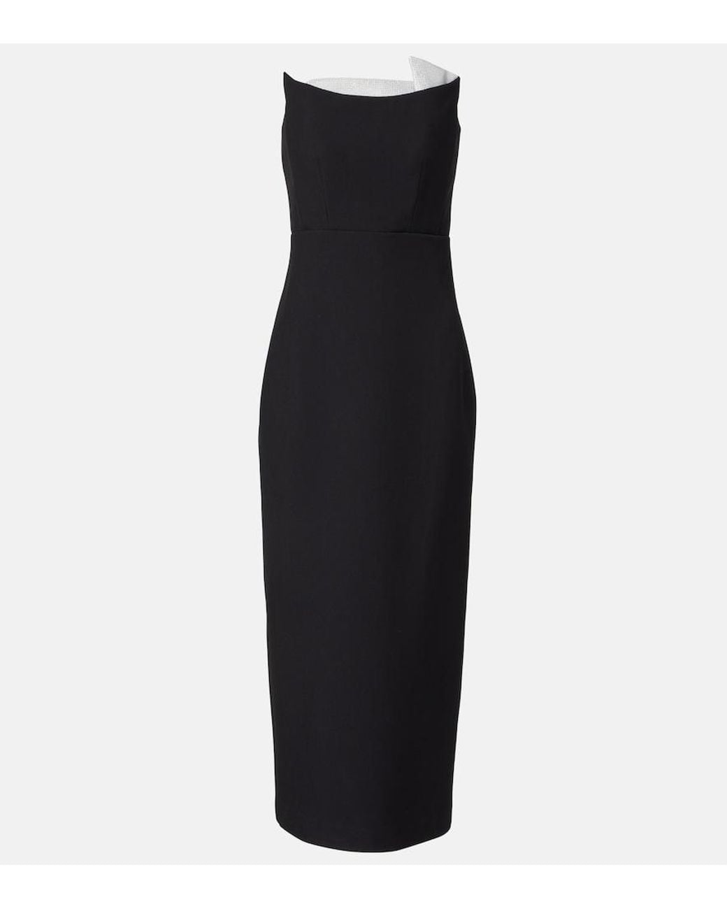 Roland Mouret Black Embellished Bustier Midi Dress