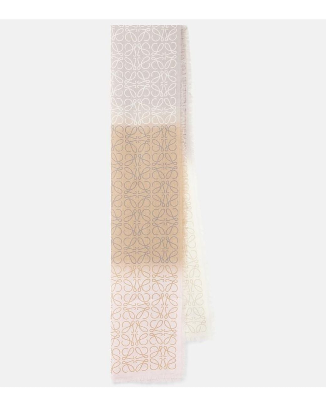 Loewe White Anagram Wool, Silk And Cashmere Scarf