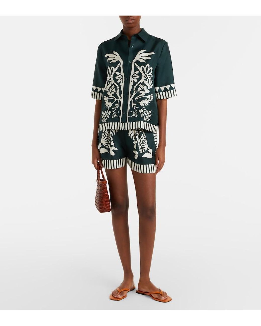 Eres Black Arjun Printed Silk Twill Shorts