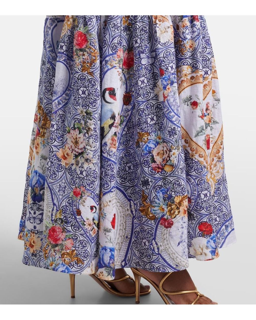 Camilla Blue Printed Linen Maxi Dress