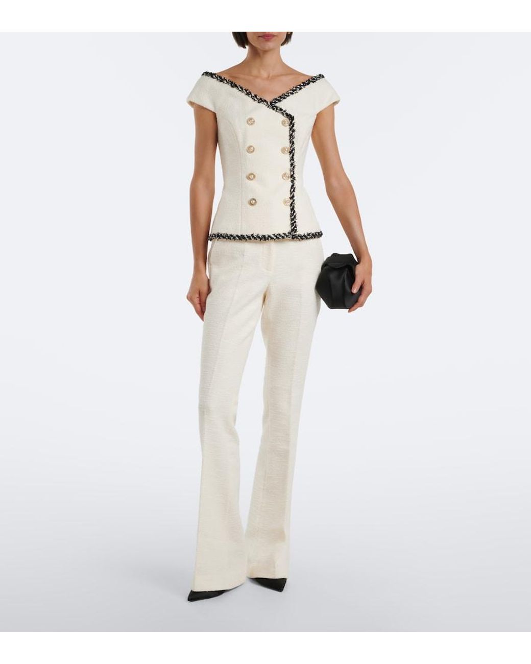 Rebecca Vallance Natural Jacquie Tweed Top