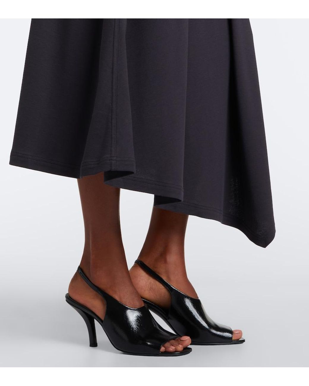 Lemaire Black Cotton Jersey Crepe Midi Dress