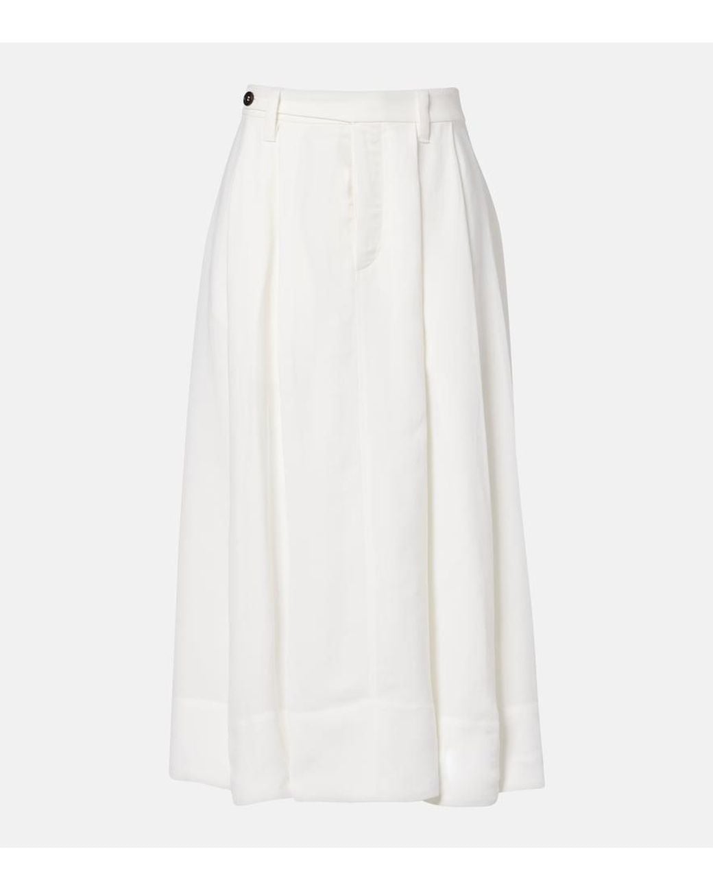 Brunello Cucinelli White Mid-Rise Midi Skirt