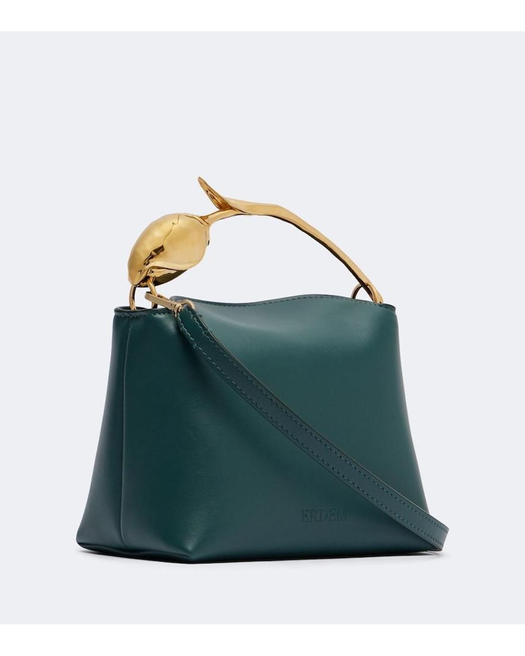 Erdem Green Bloom Mini Embroidered Leather Top-Handle Bag