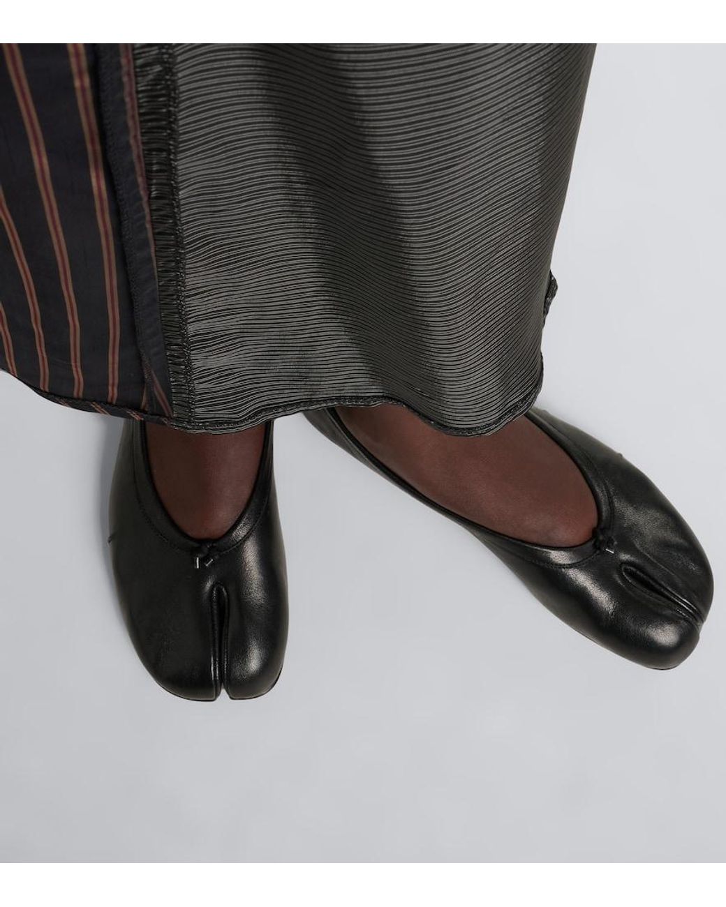 Maison Margiela Black Tabi Leather Ballet Flats