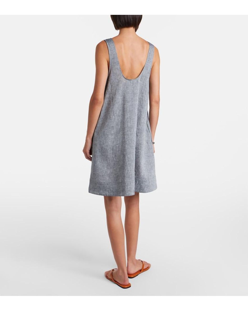 Asceno Gray Sicily Linen Minidress