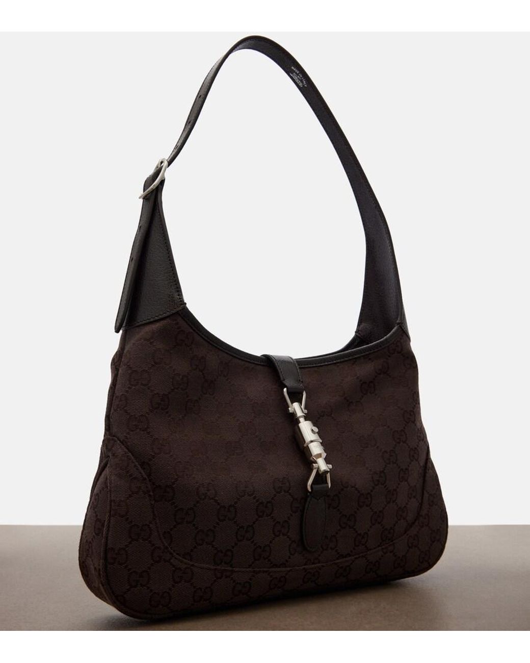 Gucci Black Jackie 1961 Medium Canvas Shoulder Bag