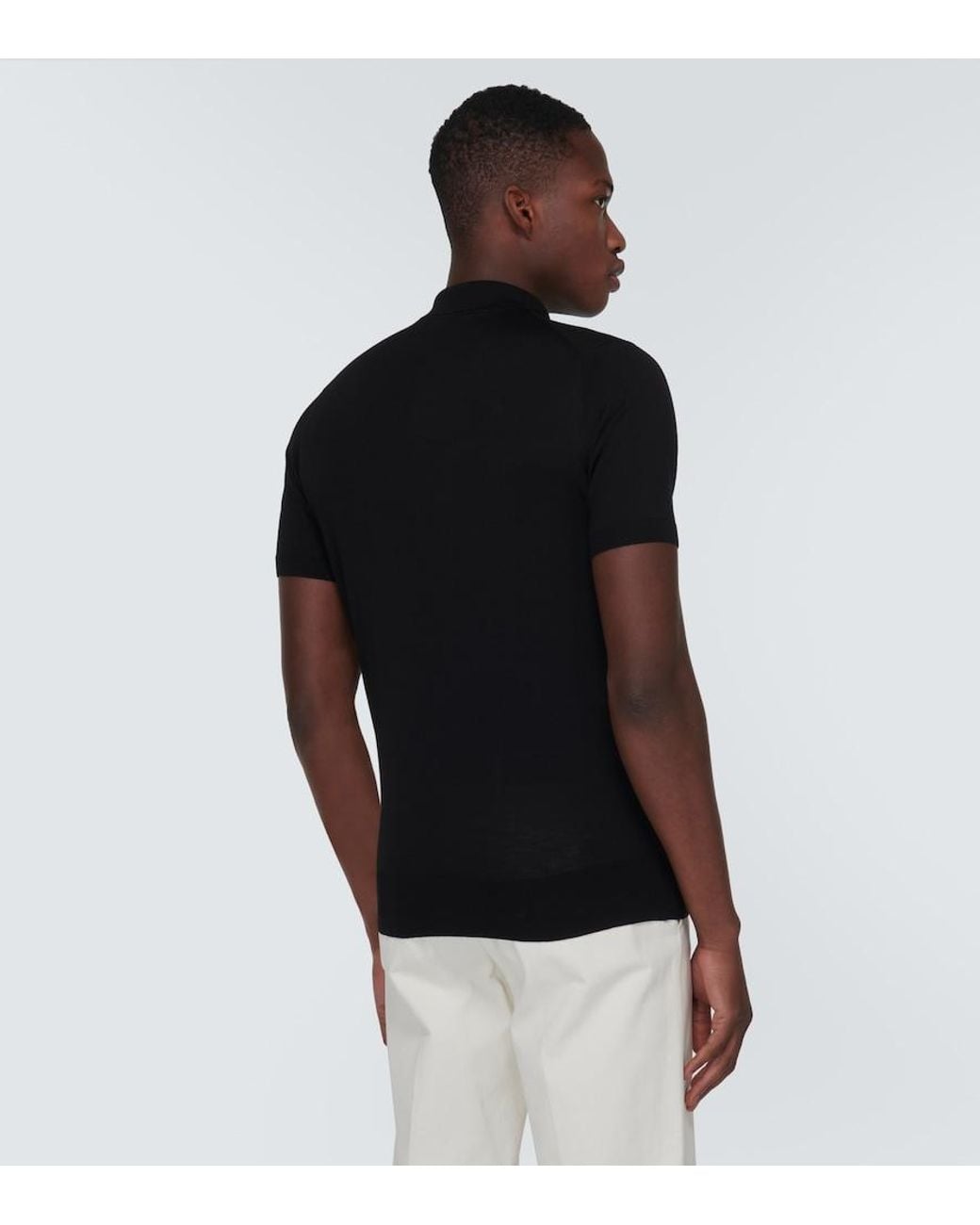 Loro Piana Black Wish Wool Polo Shirt for men