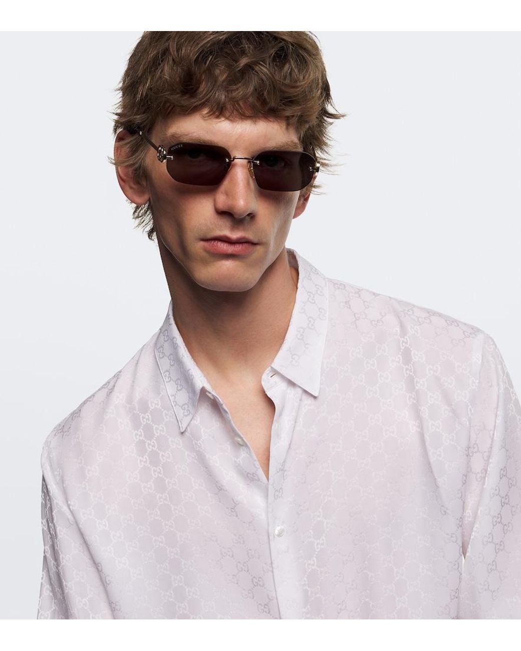 Gucci Brown Rectangular Sunglasses for men
