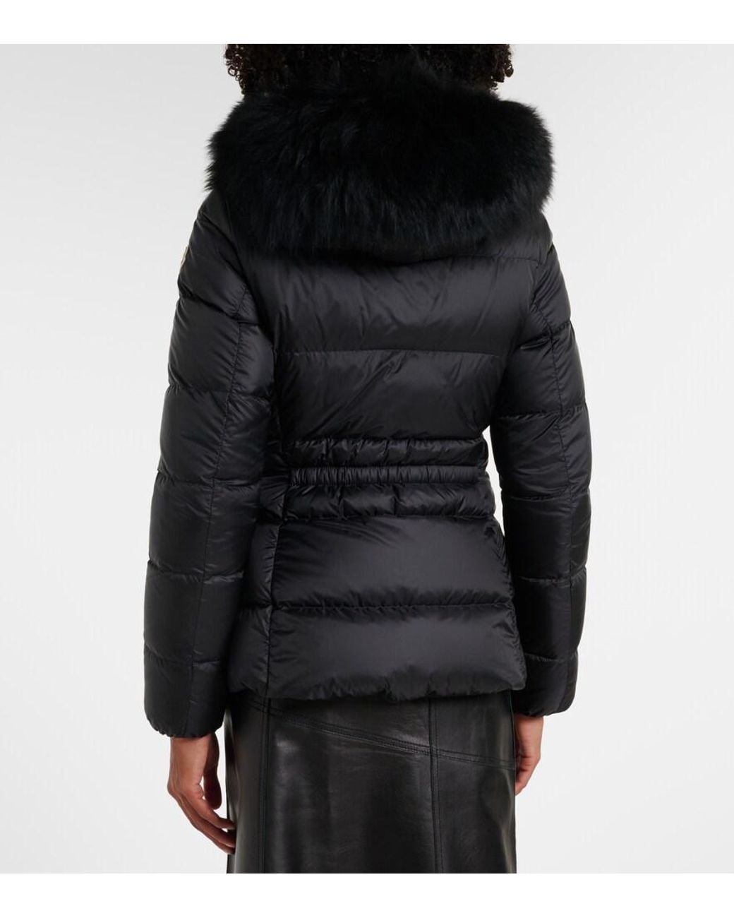 Moncler Black Boed Shearling-Trimmed Down Jacket
