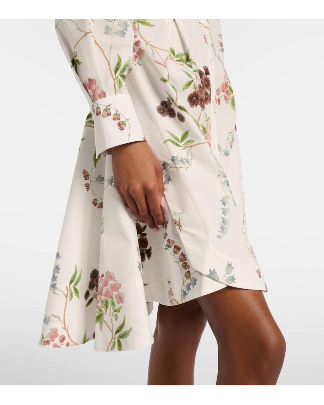 Erdem White Floral Cotton Poplin Shirt Dress