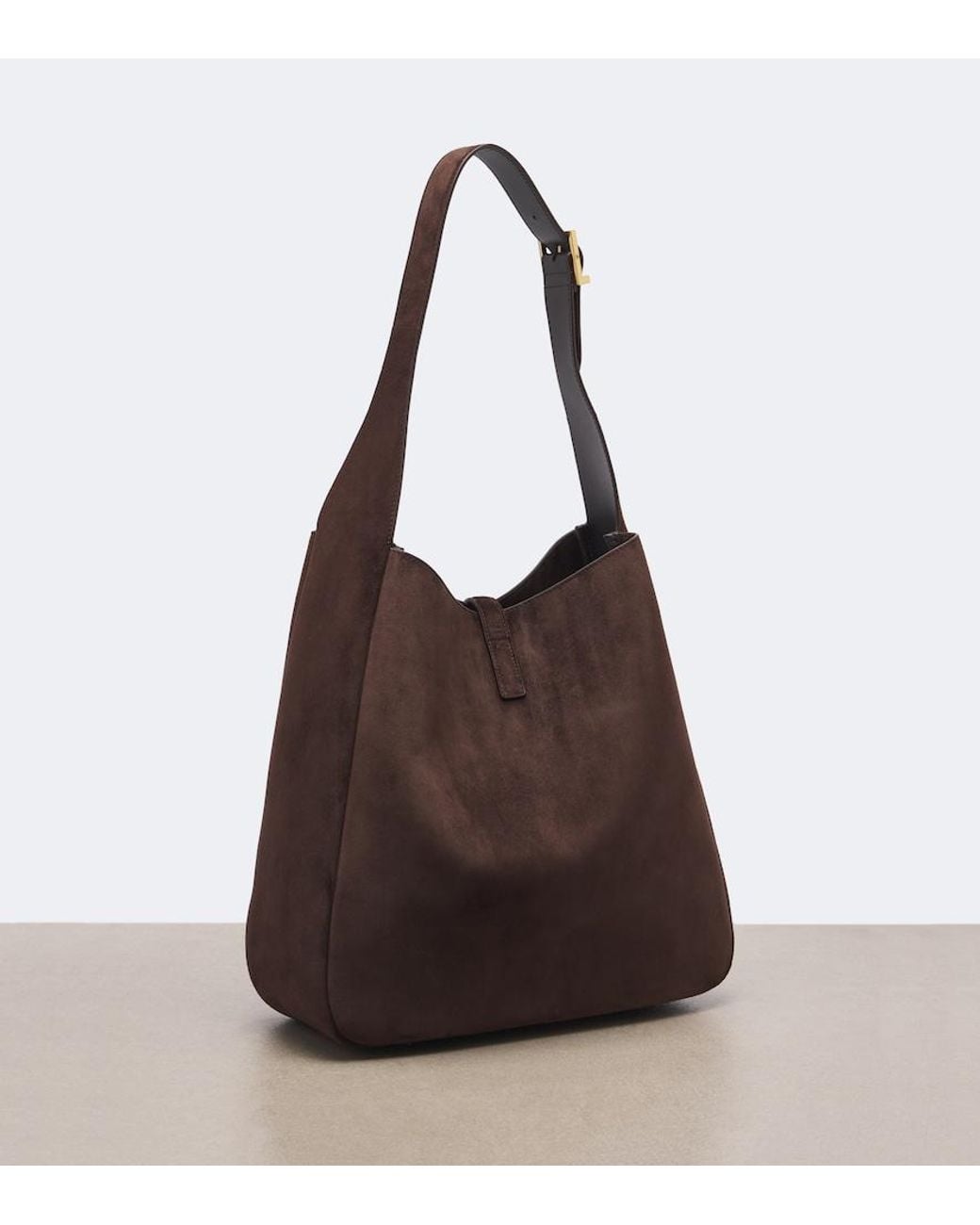 Saint Laurent Brown Le 5 A 7 Supple Large Suede Shoulder Bag