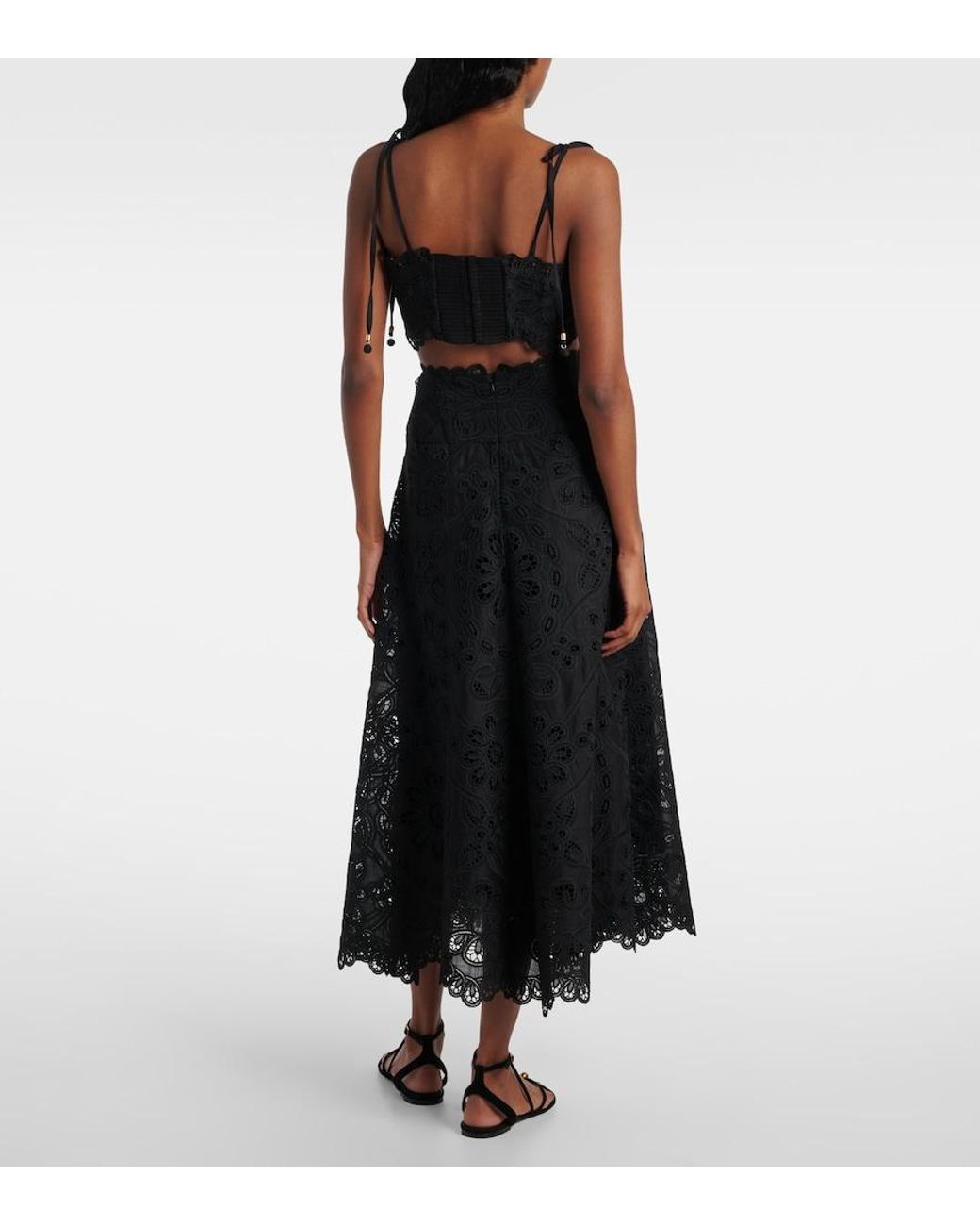 Zimmermann Black Rhiannon Embroidered Cotton Top