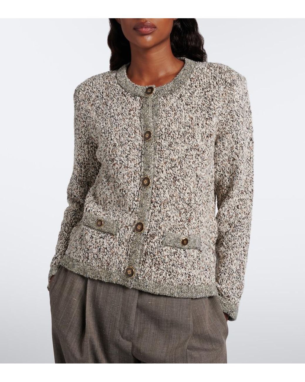 Veronica Beard Multicolor Rexton Knitted Cotton-Blend Cardigan
