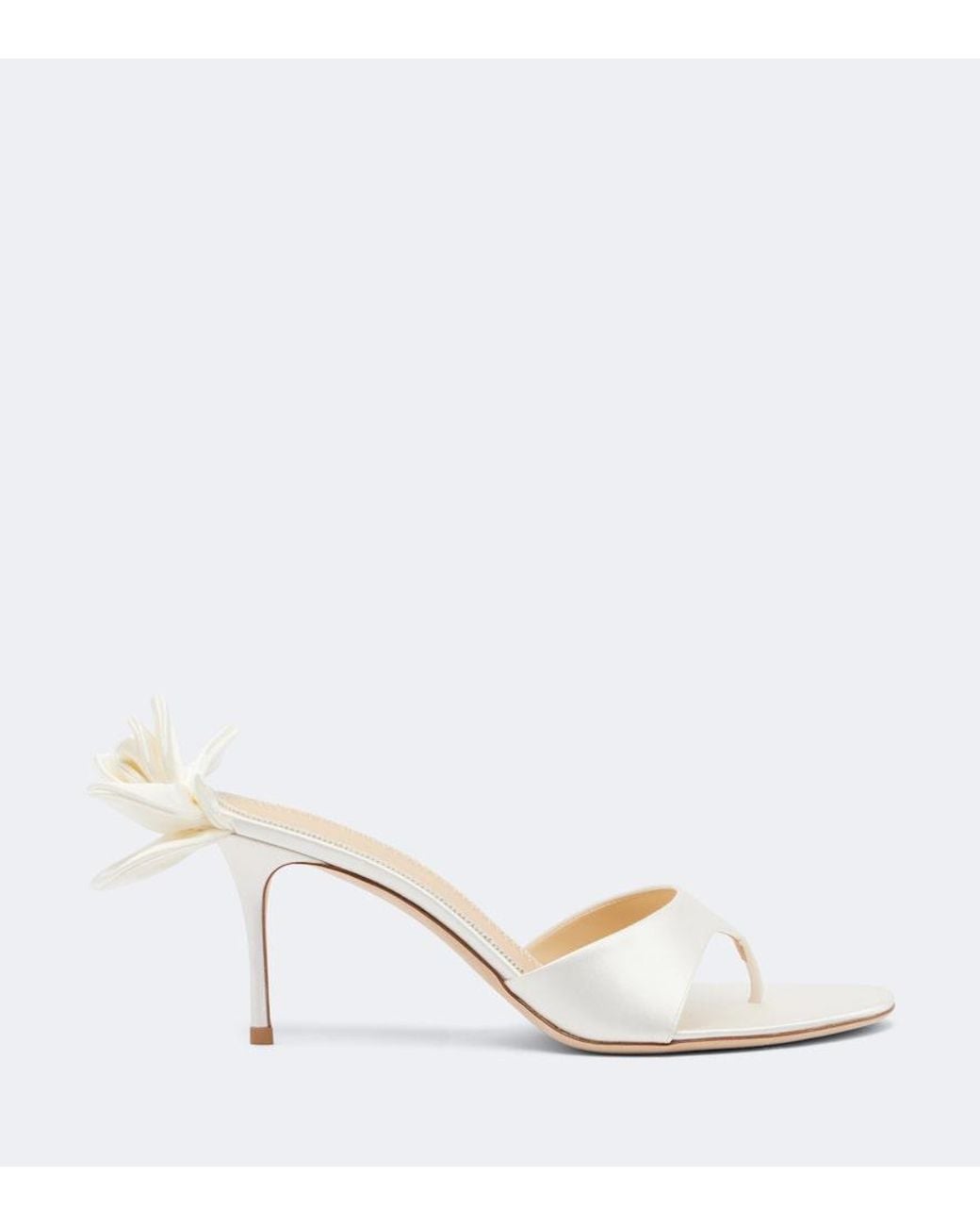 Magda Butrym Natural Floral-Applique Satin Thong Sandals